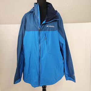 Columbia Interchange Jacket Blue Sz XL Omni-Tech Waterproof  X518 Read Descript